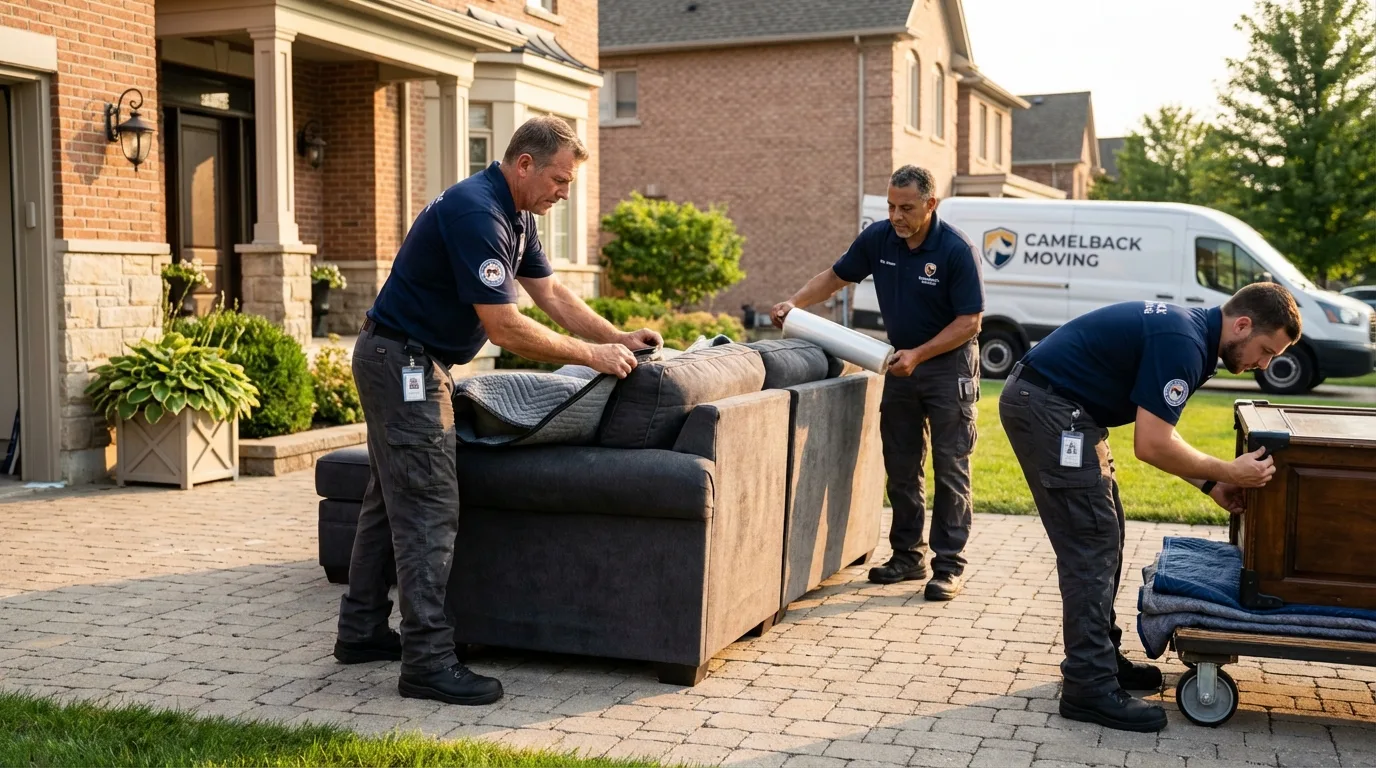 Large estate moving crew wrapping furniture in Kenner, LA